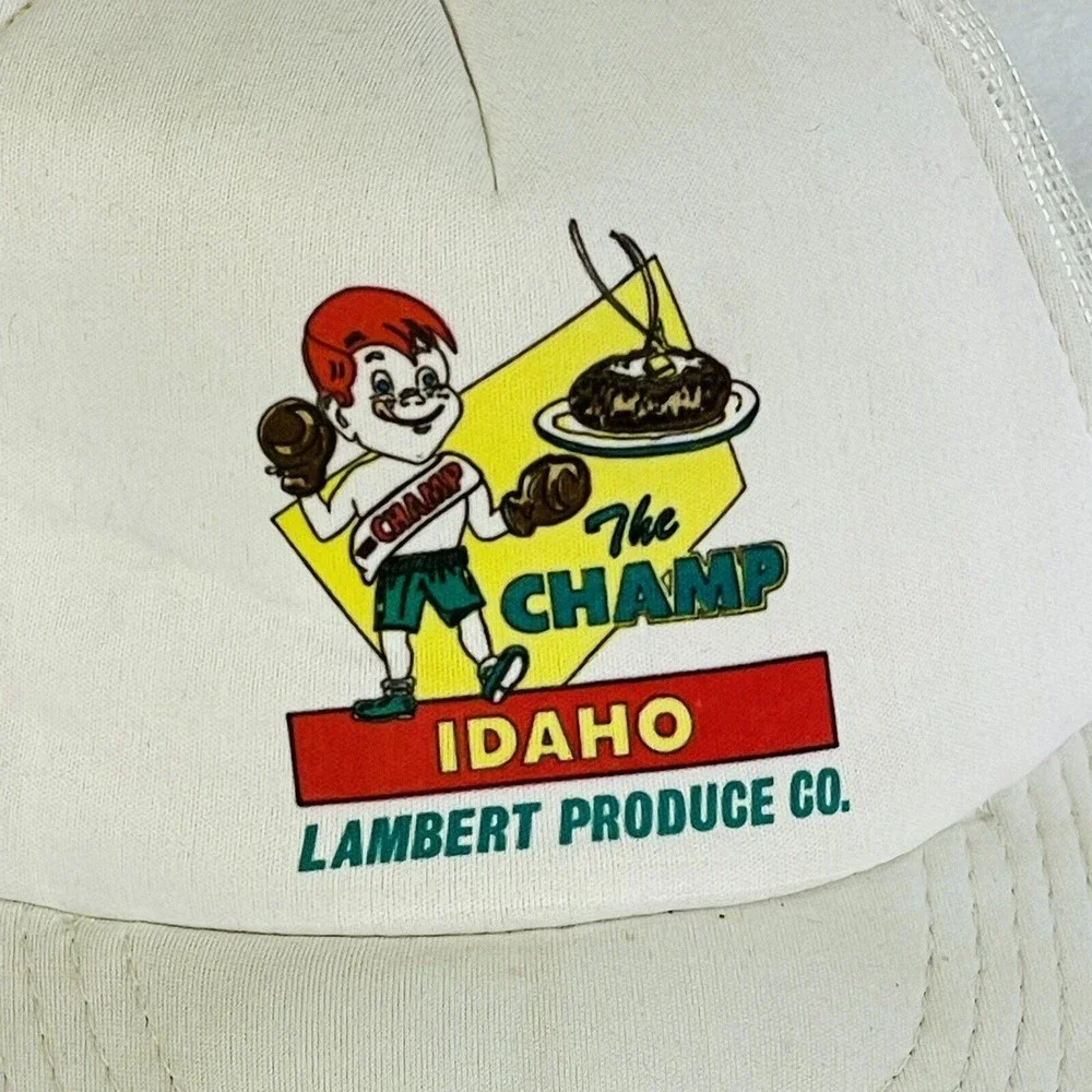 Lambert Produce Idaho Boxer Mesh Foam Lined White Truckers Baseball Hat Cap OSFM